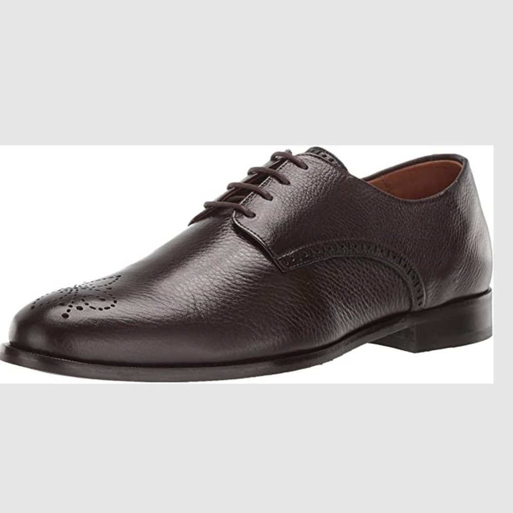 MARC JOSEPH NEW YORK Mens Leather Oxford Lace-up Wingtip Dress Shoe Brown US 9.5
